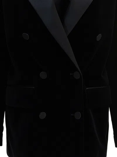 Golden Goose Velvet And Satin Double-breasted Blazer In Black