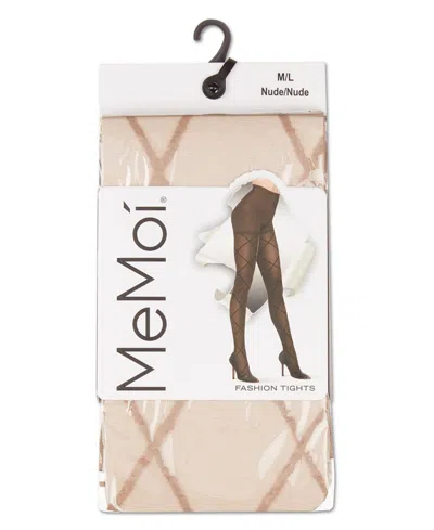 Memoi Women's Diamond Patterned Fashion Sheer Tights Me-107 In Neutral