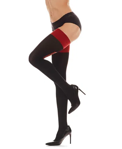 Memoi Women's Corset Backseam Thigh High Stockings In Multi