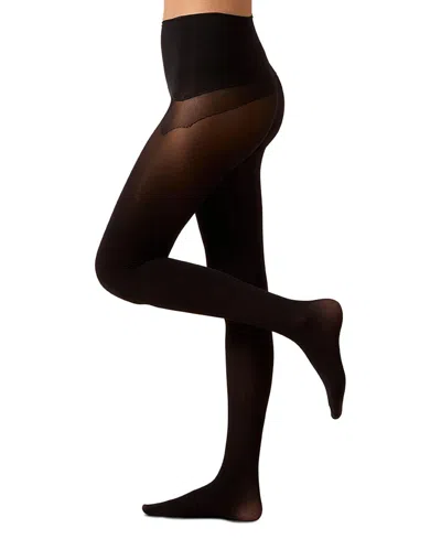 Memoi Women's Perfectly Opaque Seamless Top 60 Denier Tights In Black