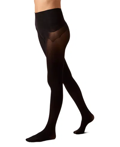 Memoi Women's Perfectly Opaque Seamless Top 60 Denier Tights In Black