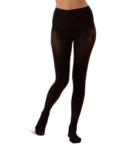 Memoi Women's Perfectly Opaque Seamless Top 60 Denier Tights In Black