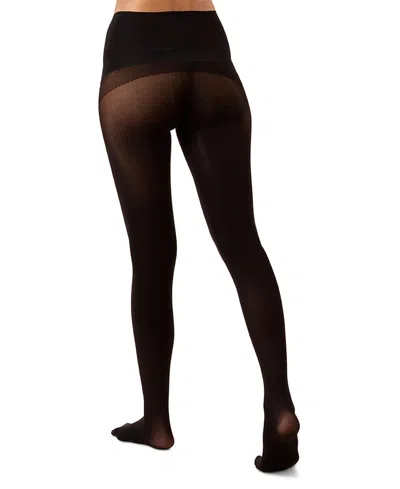 Memoi Women's Perfectly Opaque Seamless Top 60 Denier Tights In Black