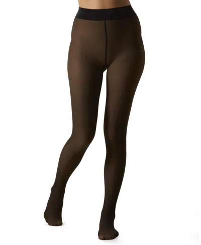 Memoi Women's Sheer Illusion Fleece-lined 80-denier Thermal Tights