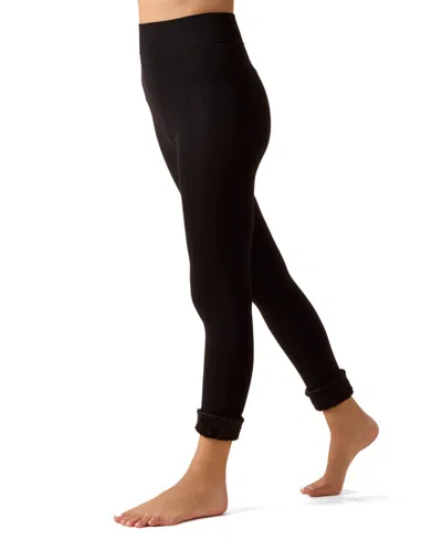 Memoi Women's Velvety Plush Velour Leggings In Black