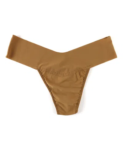 Hanky Panky Women's Breathe Soft Natural Rise Thong In Brown