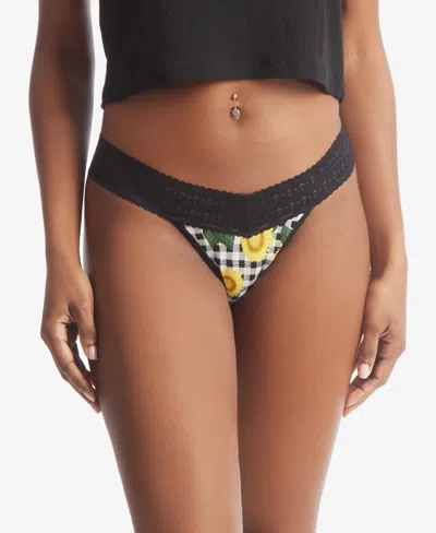 Hanky Panky Women's Printed Dream Ease Low Rise Thong In Black