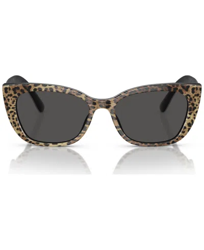 Dolce & Gabbana Cheetah-print Cat-eye Frame Sunglasses In Gray