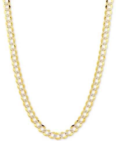 Italian Gold 20" Two-tone Open Curb Link Chain Necklace (3-1/6mm) In Solid 14k Gold & White Gold In Gold