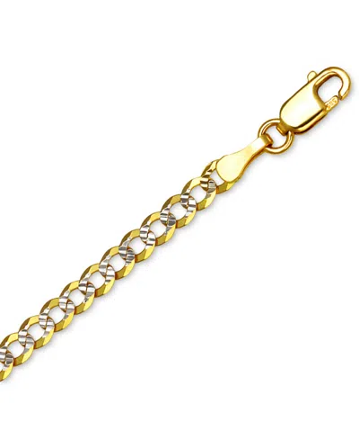Italian Gold 20" Two-tone Open Curb Link Chain Necklace (3-1/6mm) In Solid 14k Gold & White Gold In Gold