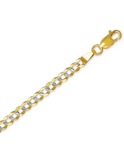 Italian Gold 20" Two-tone Open Curb Link Chain Necklace (3-5/8mm) In Solid 14k Gold & White Gold In Gold