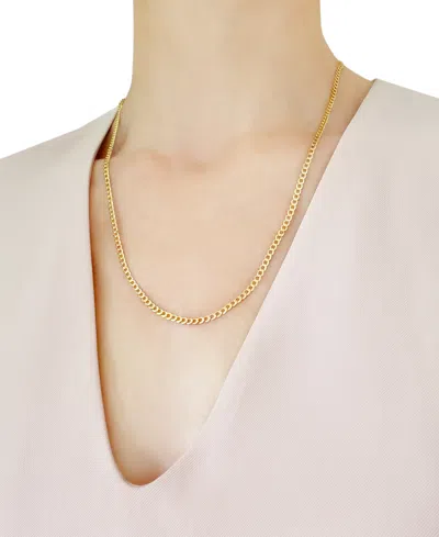 Italian Gold 22" Curb Link Chain Necklace (3-1/6mm) In Solid 14k Gold In Gold