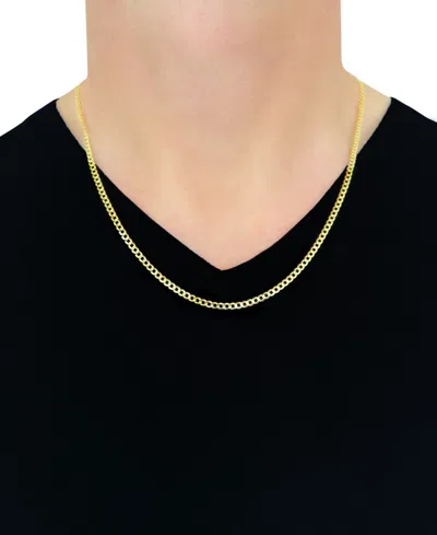 Italian Gold 22" Curb Link Chain Necklace (3-1/6mm) In Solid 14k Gold In Gold