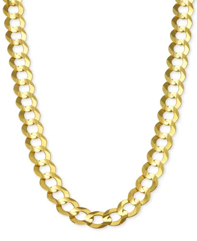 Italian Gold 24" Open Curb Link Chain Necklace (7mm) In Solid 14k Gold In Gold