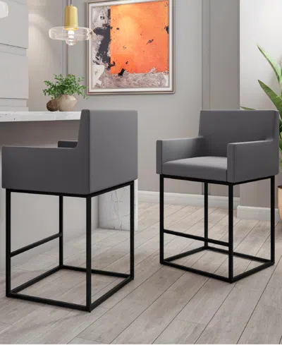 Manhattan Comfort Ambassador 38" Leatherette Upholstered Counter Stool In Multi