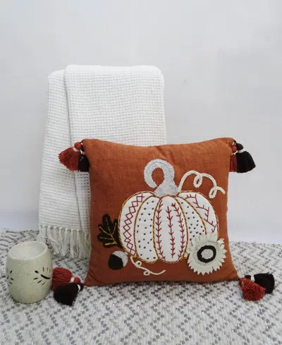 Vibhsa Pumpkin Tassels Harvest Decorative Pillow, 20" X 20"
