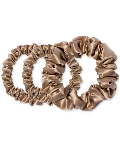 Slip 3-pc. Pure Silk Back-to-basics Assorted Scrunchies Set In Brown