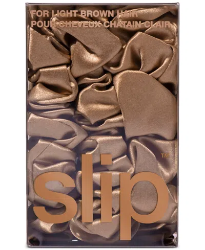 Slip 3-pc. Pure Silk Back-to-basics Assorted Scrunchies Set In Brown