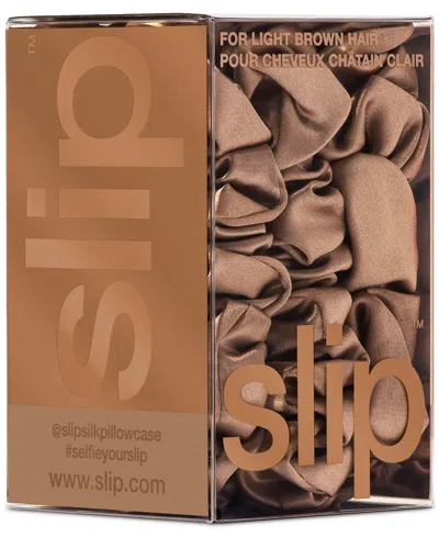 Slip 3-pc. Pure Silk Back-to-basics Assorted Scrunchies Set In Brown