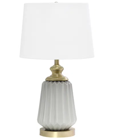 All The Rages 25" Classic Fluted Ceramic And Metal Table Lamp With White Fabric Shade For Bedside Desk Foyer End T