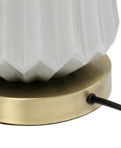 All The Rages 25" Classic Fluted Ceramic And Metal Table Lamp With White Fabric Shade For Bedside Desk Foyer End T