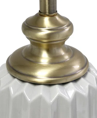 All The Rages 25" Classic Fluted Ceramic And Metal Table Lamp With White Fabric Shade For Bedside Desk Foyer End T