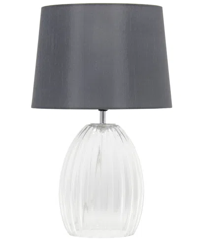 All The Rages 17.63" Contemporary Fluted Glass Bedside Table Lamp With Gray Fabric Shade