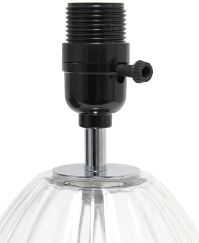 All The Rages 17.63" Contemporary Fluted Glass Bedside Table Lamp With Gray Fabric Shade