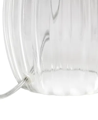 All The Rages 17.63" Contemporary Fluted Glass Bedside Table Lamp With Gray Fabric Shade