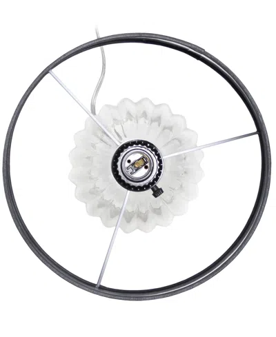 All The Rages 17.63" Contemporary Fluted Glass Bedside Table Lamp With Gray Fabric Shade