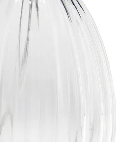 All The Rages 17.63" Contemporary Fluted Glass Bedside Table Lamp With Gray Fabric Shade