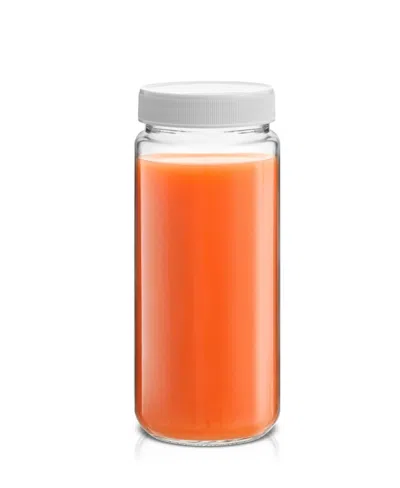 Joyjolt Glass Canning Juice Bottles With Lids, Set Of 8 In White