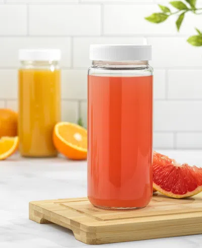 Joyjolt Glass Canning Juice Bottles With Lids, Set Of 8 In White