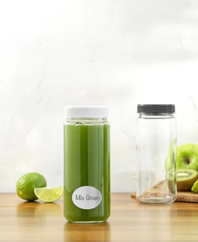 Joyjolt Glass Canning Juice Bottles With Lids, Set Of 8 In White