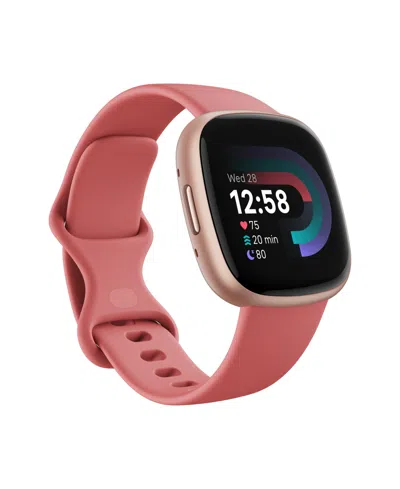 Fitbit Versa 4 Pink Sand Copper Rose Smartwatch, 39mm In Pink