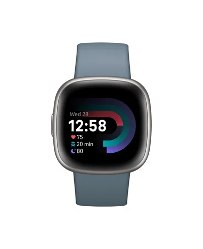 Fitbit Versa 4 Waterfall Blue Platinum Smartwatch, 39mm In Gray