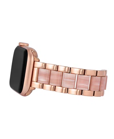 Anne Klein Women's Rose Gold-tone Alloy And Pink Acetate Bracelet Compatible With 38/40/41mm Apple Watch