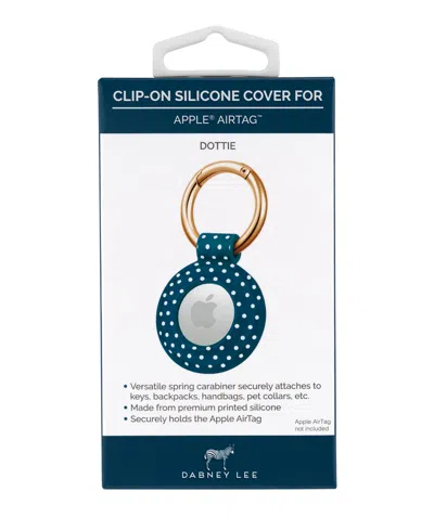 Withit Navy Dottie Silicone Clip-on Cover By Dabney Lee Designed For Apple Airtag In Black