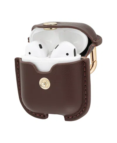 Withit Brown Leather Cover Designed For Apple Airpods In Brown