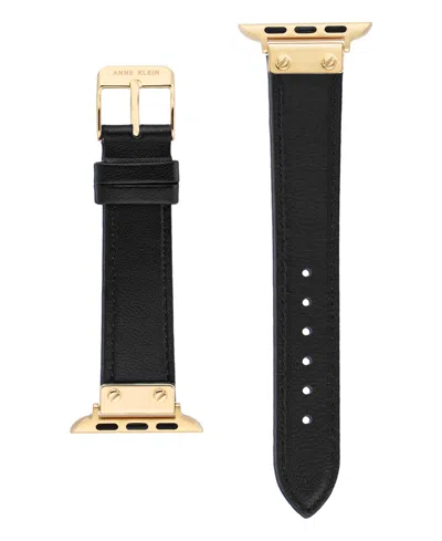 Anne Klein Women's Black Genuine Leather Band Designed For Apple Watch 42mm (series 10) & 38/40/41mm In Black