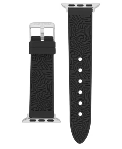 Steve Madden Women's Black Silicone Debossed Swirl Logo Band Designed For Apple Watch 42mm (series 10) & 38/40/41 In Black