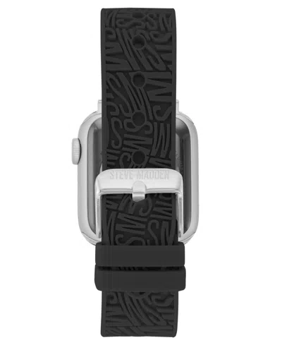 Steve Madden Women's Black Silicone Debossed Swirl Logo Band Designed For Apple Watch 42mm (series 10) & 38/40/41 In Black