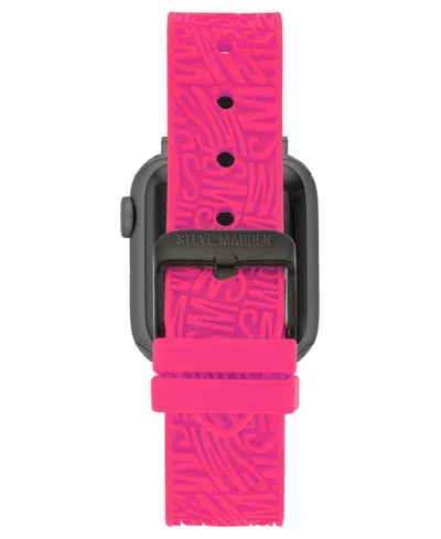 Steve Madden Women's Hot Pink Silicone Debossed Swirl Logo Band Designed For Apple Watch 42mm (series 10) & 38/40 In Pink