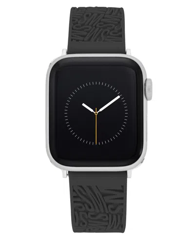 Steve Madden Women's Black Silicone Debossed Swirl Logo Band Designed For Apple Watch 42mm (series 10) & 38/40/41 In Black