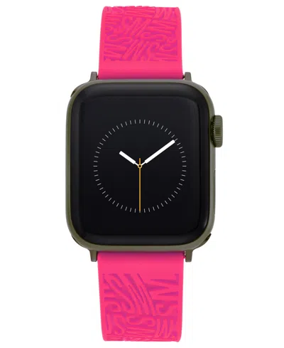 Steve Madden Women's Hot Pink Silicone Debossed Swirl Logo Band Designed For Apple Watch 42mm (series 10) & 38/40 In Pink