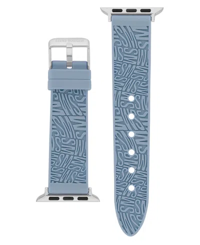 Steve Madden Women's Light Blue Silicone Debossed Swirl Logo Band Designed For Apple Watch 42mm (series 10) & 38/ In Blue