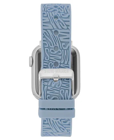 Steve Madden Women's Light Blue Silicone Debossed Swirl Logo Band Designed For Apple Watch 42mm (series 10) & 38/ In Blue