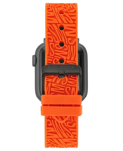 Steve Madden Women's Orange Silicone Debossed Swirl Logo Band Designed For Apple Watch 42mm (series 10) & 38/40/4 In Orange