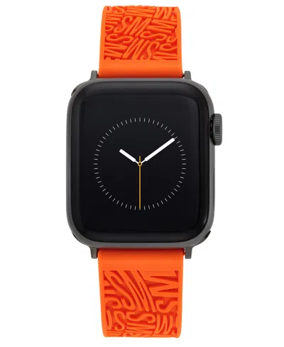 Steve Madden Women's Orange Silicone Debossed Swirl Logo Band Designed For Apple Watch 42mm (series 10) & 38/40/4 In Orange