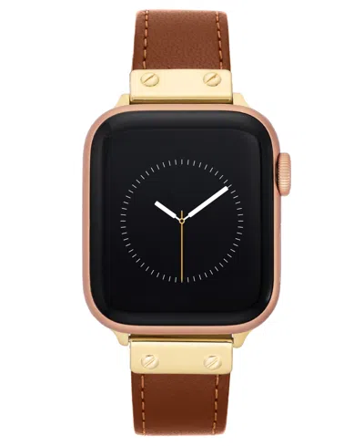 Anne Klein Women's Brown Genuine Leather Band Designed For Apple Watch 42mm (series 1-3 Only) & 44/45/46/49mm (